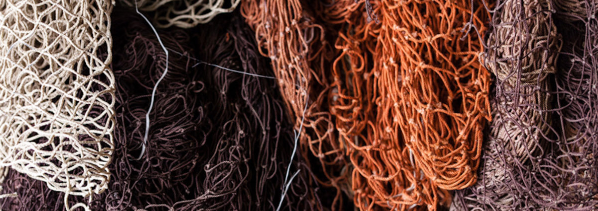 Plastic nets from ocean fishing.