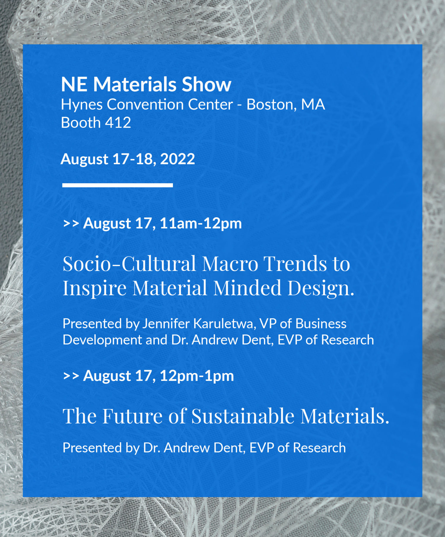 Visit Us at The Materials Show! Material ConneXion