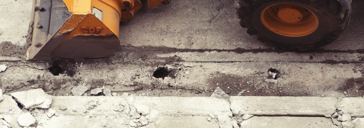 Roadway and sidewalk construction.